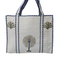 Sac fourre-tout matelassé en coton imprimé palmiers, sac à bandoulière, sac de shopping, fabricant, 330 GSM