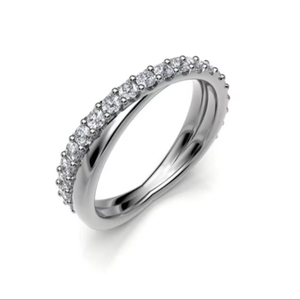 Bague de mariage en diamant rond véritable 0,50 TCW |   Bague en or blanc 14 carats avec diamants pour femme |   Cadeau de bijoux de mariage de luxe pour un anniversaire - Product Image 2
