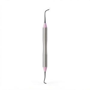 Kit d'instruments chirurgicaux dentaires avec miroir et sondes, poignée moletée argentée, classe I, manuel - Product Image 4