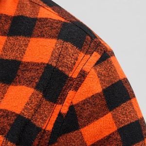 <b>Men's</b> <b>Orange</b> Black Plaid Flannel <b>Shirt</b> Full Sleeve Casual Turn-down Collar Autumn Cotton <b>Shirts</b> - Product Image 5