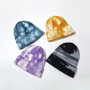 Gorro de Punto Acrílico Puro con Estampado Tie Dye, Gorro Cálido para Unisex con Diseño a Cuadros - Product Image 3
