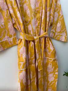 Robe kimono en coton à imprimé oiseaux, style bohème, vêtement de détente décontracté pour femmes - Product Image 3