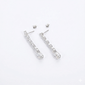 Fabricante de Joyería Fina, Pendientes de Diamantes Creados en Laboratorio, Oro Sólido de 18K, Diamantes en Forma de Pera y Marquesa, Joyería Nupcial para Bodas - Product Image 3