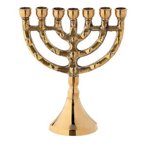 Handcrafted Jewish Menorah Premium Brass Hanukkah <b>Candle</b> Holder Decorative Religious Stand for Synagogue Home Decoration Holiday - Product Image 6