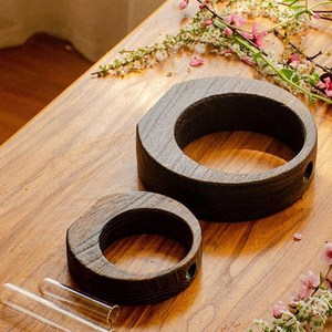 Florero Circular de Madera Minimalista Moderno, Exportador de Marcos de Madera Hechos a Mano con Tubo de Vidrio para Plantas Hidropónicas - Product Image 4