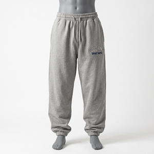 Light Grey Oversized Jogger Sweatpants <b>Men</b> Navy Cream Varsity Letter Embroidery Elastic Cuffed Ankle Fleece Joggers Baggy <b>Lounge</b> - Product Image 1