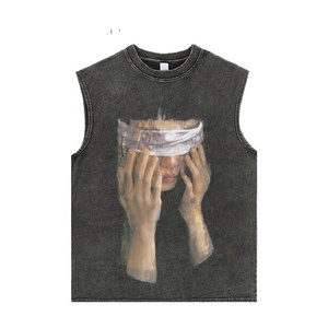 เสื้อแขนกุดสำหรับผู้ชายเสื้อกล้ามสำหรับผู้ชายเสื้อกล้ามสำหรับล้างเป็นกรดรุ่นเฮฟวีเวตพิมพ์ลาย - Product Image 3