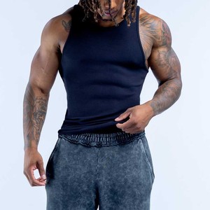 Camiseta sin Mangas de Punto para Hombre, Color Sólido, Estilo Casual Urbano, Spandex/Algodón, Transpirable, Secado Rápido, para Deporte y Fisicoculturismo - Product Image 2