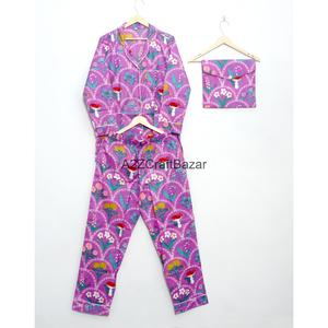 Conjunto de Pijama de 2 Piezas para Mujer, 100% Algodón, Diseño Floral Otoñal de Lujo, Transpirable, de Secado Rápido, Lavable a Máquina, Cintura Elástica Alta, Venta al Por Mayor - Product Image 3