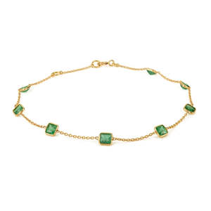 18K <b>Solid</b> <b>Gold</b> Modern Emerald Tennis Chain Bracelet for Her - Product Image 2