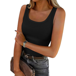 Débardeur côtelé tricoté personnalisé pour femme, coupe ajustée, couleur unie, extensible, doux, respirant, séchage rapide, décontracté, en coton et élasthanne - Product Image 3