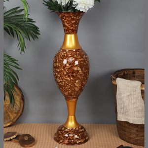 Cherry <b>Red</b> Metal Flower <b>Vase</b> for Home Decor Long Size Marble Texture Design Floor <b>Vases</b> Table Decor Available At Lowest for Sel - Product Image 3