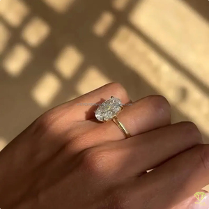 Trisha Jewels ER0033 Oval Cut Moissanite Diamond <b>Solitaire</b> Engagement <b>Ring</b> 925 Sterling <b>Silver</b> Vintage Four Prong Setting - Product Image 5