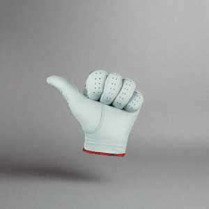 Gant de golf pour main droite, blanc avec motif rouge et noir, en cuir véritable, antidérapant, fermeture auto-agrippante, unisexe, pour usage sportif - Product Image 2