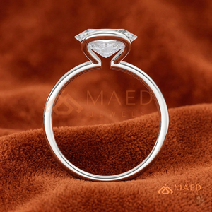 White Gold Polished East-West Oval <b>Solitaire</b> – Sleek Architectural Promise <b>Ring</b> Horizontal <b>Silver</b> Moissanite Engagement <b>ring</b> - Product Image 3