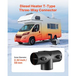 Conectores en T de 2.32 Pulgadas para Ventilación de Aire, Accesorios de Ducto de 90 Grados para Calentadores Diésel, para Sistemas HVAC - Product Image 2