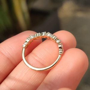Fancy Lab Diamond Half Eternity <b>Ring</b> Weeding Engagement <b>Stacking</b> Band 14k Solid Gold at Affordable Rate Cluster Design Trendy - Product Image 4