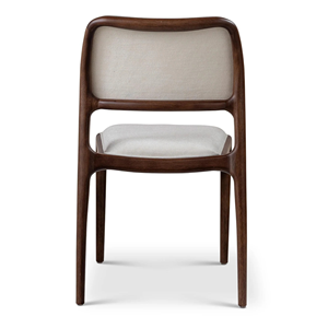 Silla de Comedor Moderna de Madera de Teca con Asiento y Respaldo Tapizados en Tela, Muebles Minimalistas de Madera Sólida para Restaurante, Cafetería, Hotel - Product Image 5