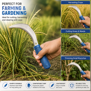 Sépette agricole à lame courbée en acier inoxydable avec manche en plastique de qualité supérieure pour la récolte de l'herbe, des mauvaises herbes et des cultures - Product Image 4