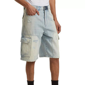 2026 Hot Sale Custom Design Fashion Men's 100% Denim Shorts Summer New Arrival Distressed Washed Denim Shorts for Men - Product Image 1