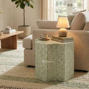 โต๊ะข้างเตียงทรงโมเดิร์นลายเปลือกหอยมุก ประดับลายเรขาคณิต เป็นมิตรกับสิ่งแวดล้อม โต๊ะข้างเตียงลายโมเสคสีรุ้ง สำหรับตกแต่งห้องนอน ห้องครัว และบ้าน - Product Image 4