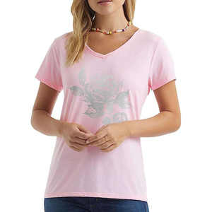 Camiseta Corta con Cuello Redondo y Estampado Gráfico para Mujer, Colores Personalizados, Corte Regular, Informal, Ecológica, Suave, Transpirable, a la Moda - Product Image 4
