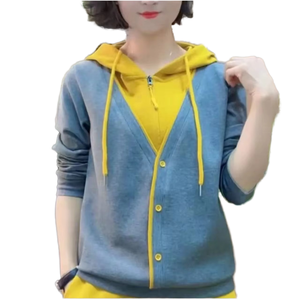 เสื้อฮู้ดซิปทรงหลวมแบบดรอปโชลเดอร์ ผ้าแคนวาสเนื้อผ้าทึบ ไม่เป็นขุย ชุดกีฬา 100% ผ้าฝ้าย ระบายอากาศได้ดี - Product Image 1