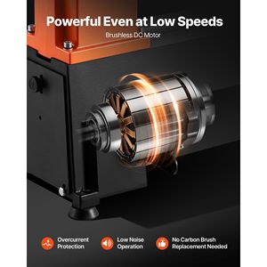 Tornio da banco per legno da 1 HP con velocità variabile 0-3800 RPM, motore DC brushless, banco da lavoro 12 x 18 - Product Image 5