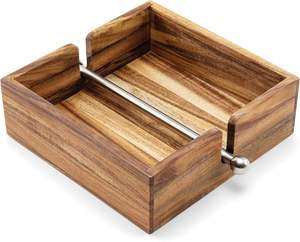 Porta Servilletas de Madera de Acacia con Barra Central de Acero Inoxidable, 6.25 Pulgadas, Color Marrón, para Exhibir y Organizar de Forma Elegante la Decoración Rústica del Hogar - Product Image 5