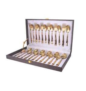 Brass Cutlery Spoon Table Decoration Modern Brass <b>Dessert</b> Spoon 4 Pieces Engraved Handle <b>Dessert</b> Teaspoon Tableware Packing <b>Box</b> - Product Image 3