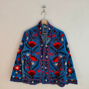 Handmade Velvet Suzani Embroidered <b>Jacket</b> Handmade Ethnic <b>Jacket</b> Floral Suzani <b>Jacket</b> Pure Velvet <b>Jacket</b> Boho <b>Hippie</b> - Product Image 1