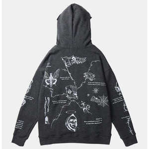 ซื้อเสื้อฮู้ดพิมพ์ลายโกธิคแบบใหม่สำหรับผู้ชาย ทรงโอเวอร์ไซส์ ผ้าฝ้ายถัก สไตล์สตรีทแวร์ มีกระเป๋า ดีไซน์สำหรับฤดูใบไม้ร่วง - Product Image 4