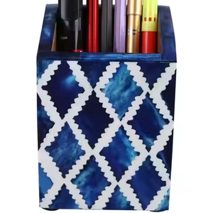 Crescent Crafts - Portaplumas y Lápices Decorativo Art Deco con Incrustaciones de Hueso Altamente Pulido, Organizador de Escritorio, Florero de Mesa - Product Image 1