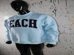 Sudadera TEACH SKY BLUE con cuello alto, 100% azul marino, con apliques bordados, cuello ancho, CLUSH SPORTS - Product Image 5