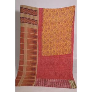 Vintage Kantha <b>Quilt</b> Indian Floral Print Handmade Cotton <b>Throw</b> Eco Friendly Boho Reversible Bedspread - Product Image 1