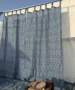 Nuevas cortinas de algodón estampadas de estilo francés vintage, 100% algodón, paneles de cortina transparentes azules, con cierre de ojal, cortinas de alta gama. - Product Image 4