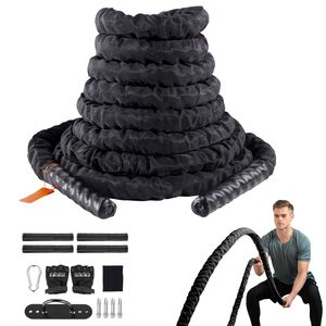 Cuerda de Batalla de Nailon de 1.5 Pulgadas de Diámetro y 40 Pies de Largo con Funda Protectora y Anclaje, Equipo de Ejercicio para Entrenamiento Físico - Product Image 1