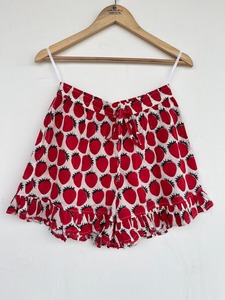 <b>Women</b> Strawberry Print Cotton Pajama Set <b>Short</b> Sleeve Button Top Ruffle <b>Shorts</b> 2 Piece Summer Sleepwear <b>Lounge</b> Set Beach Dress - Product Image 5
