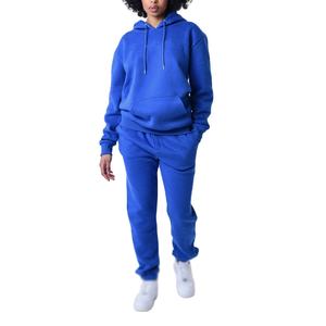 Ensemble survêtement 2 pièces personnalisé pour femme, sweat à capuche oversize uni et pantalon de jogging, avec broderie et dentelle, 100% coton molletonné - Product Image 2
