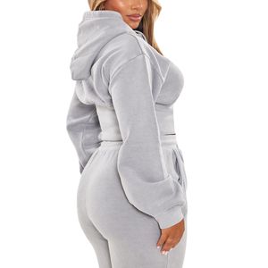Women Two Piece <b>Set</b> Winter Zipper Casual Regular Turtleneck Pullover Fleece Streetwear Breathable Eco-Friendly Custom Logo OEM - Product Image 4