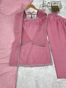 NUEVO TRAJE FARSHI SALWAR ESPECIAL DE TELA DE SEDA CRUNCHY CON TRABAJO SIROSKI EN LA PARTE SUPERIOR Y CONJUNTO DUPPTA LISTO PARA USAR PARA FIESTAS ESTILO MODERNO - Product Image 6