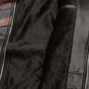Chaqueta de Cuero para Hombre con Bloques de Color, Manga Larga, Estilo para Todas las Estaciones, Ropa de Motociclista Personalizada, Prendas de Cuero para Motocicleta - Product Image 6