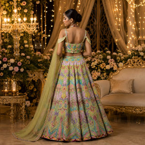 Exclusive Modern Bridal Lehenga Choli with Hand Beaded | Multicolor Thread Embroidery and Elegant Lace Details Elegant Couture - Product Image 4
