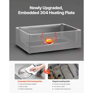 Calentador de Alimentos Eléctrico Comercial de Acero Inoxidable de 1500W, Calentamiento Rápido, Baño María, Cuatro Bandejas de Tamaño 1/3 para Buffet de Mostrador - Product Image 4