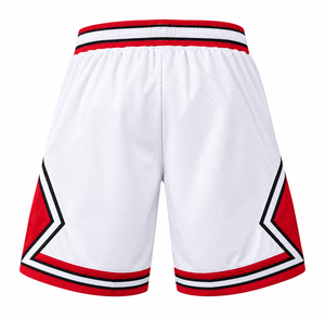 Shorts de basket-ball en mesh blanc, rouge et noir, vêtements de sport respirants à séchage rapide, shorts d'uniforme de basket-ball personnalisés - Product Image 2