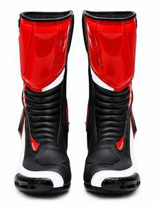 Bottes de moto ARID GEAR en cuir véritable rouge, noir et blanc, bottes de protection complètes pour la course sur route et l'entraînement - Product Image 1