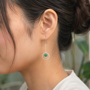 Pendientes Colgantes Geométricos de Malaquita Verde Natural, Plata de Ley 925, Chapados en Oro Rosa y Oro Amarillo, Hechos a Mano, Joyería para Mujer, Regalo - Product Image 4