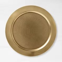 Assiette de présentation en métal doré de qualité alimentaire, écologique et attrayante, pour la mise en table des restaurants, assiette de base de luxe pour la décoration de banquets