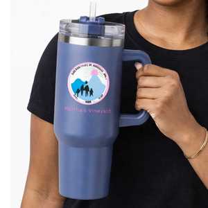 Mug de voyage isotherme en acier inoxydable de 40 oz avec poignée, logo personnalisé Jack and Jill Martha's Vineyard, grande capacité - Product Image 6