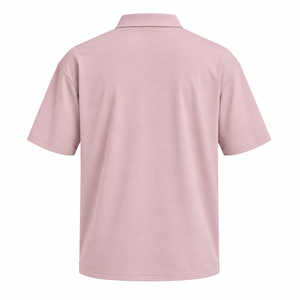 Men's Short Sleeve <b>Polo</b> <b>Shirt</b> Solid Color Button Collar Light <b>Pink</b> Regular Fit - Product Image 2